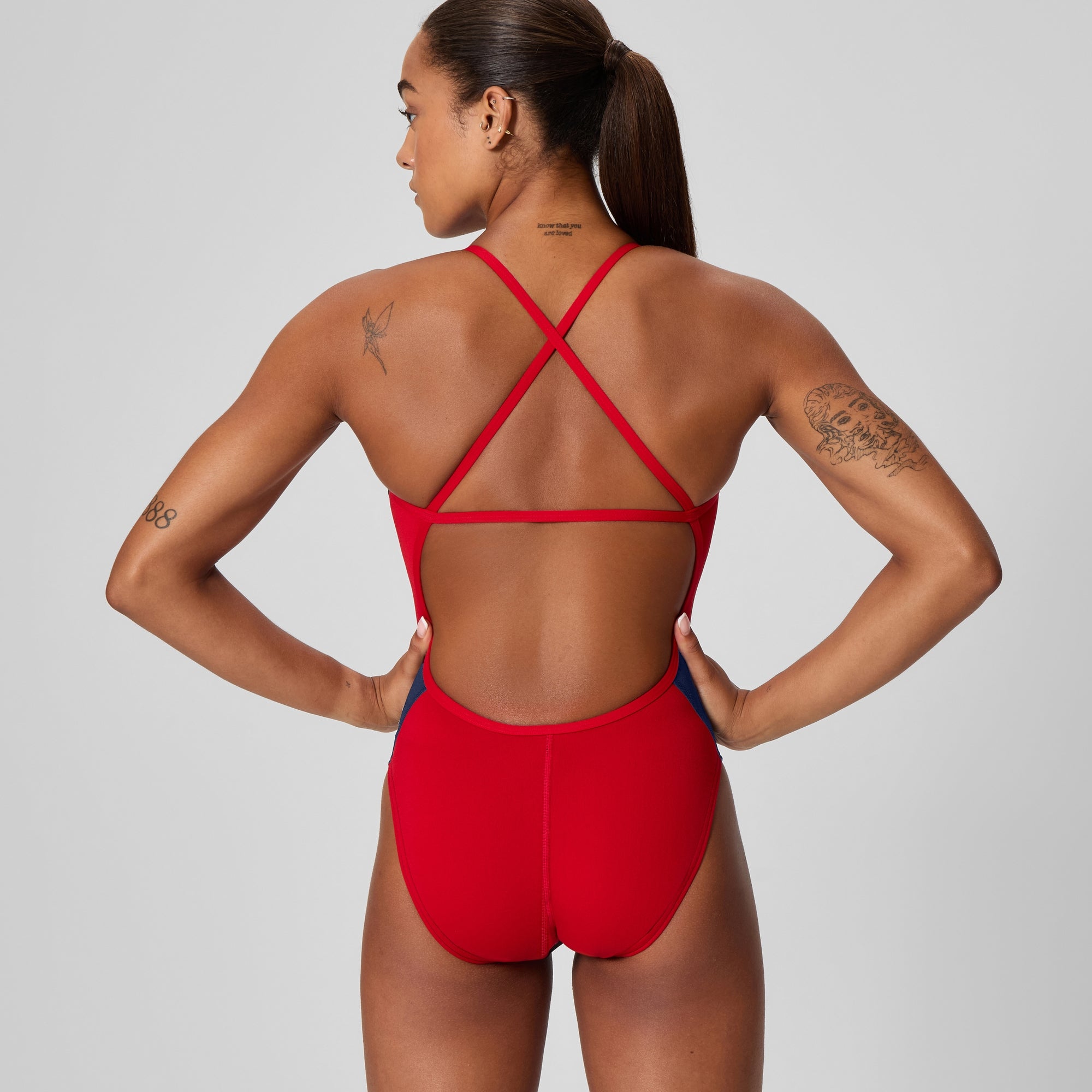 Women's Edge Splice Crossback One Piece Navy/Red | Speedo USA
