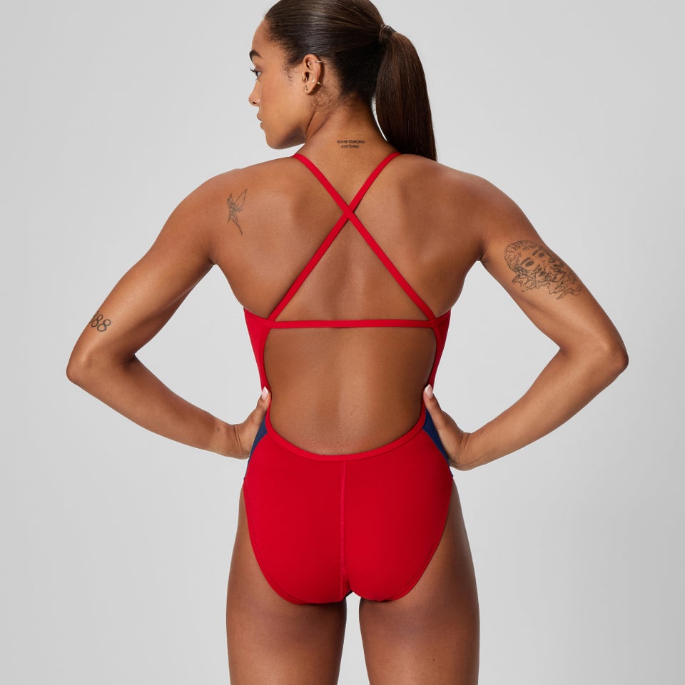 Women's Edge Splice Crossback One Piece Navy/Red