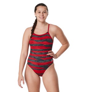 Women's Contort Stripes Crossback One Piece Red - 30
