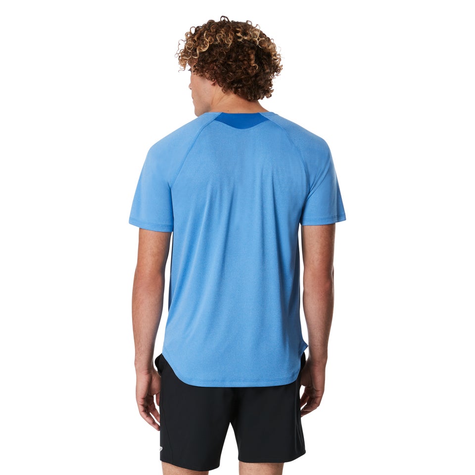 Maillot dermoprotecteur de bain manches courtes pour hommes, bleu