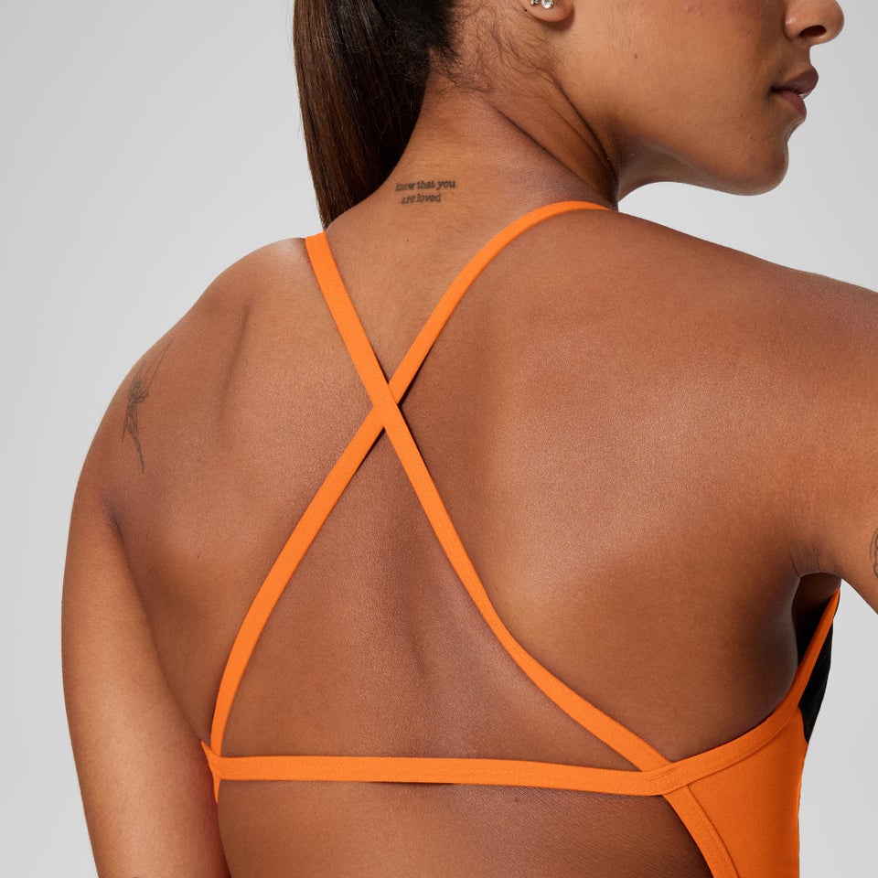 Women's Edge Splice Crossback One Piece Black/Orange