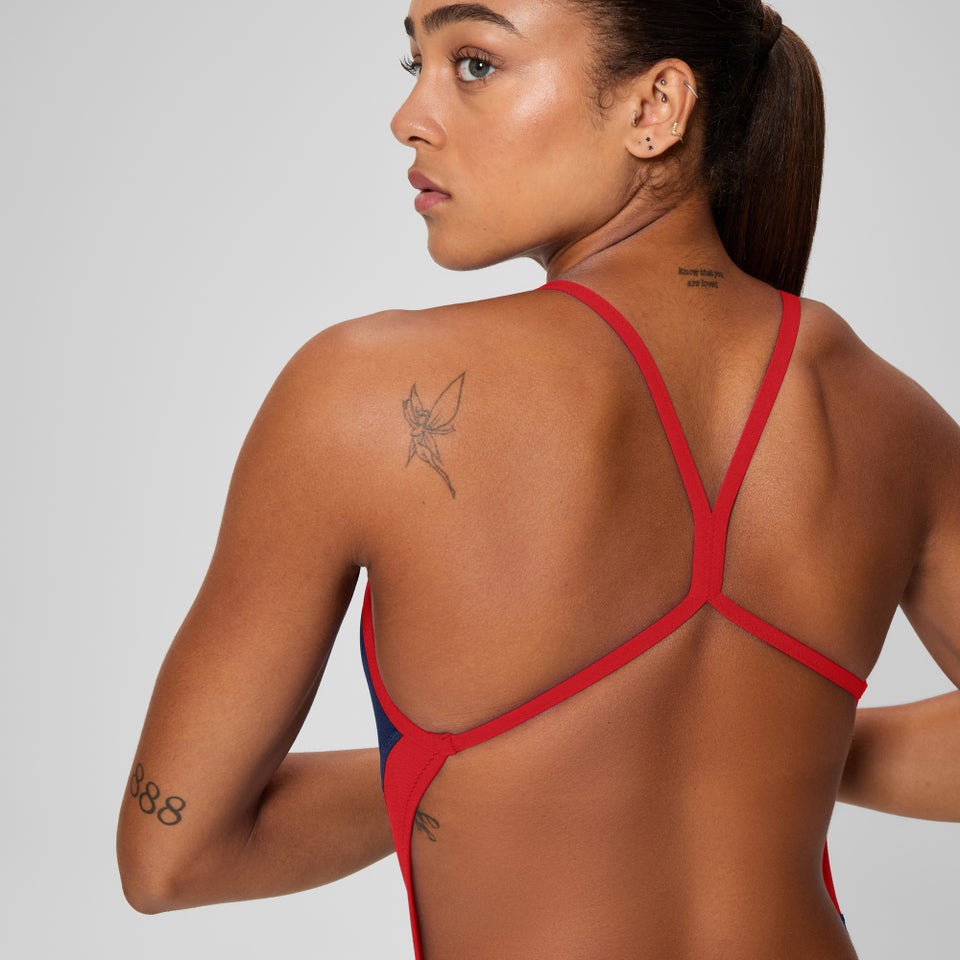 Women's Edge Splice One Back One Piece Navy/Red
