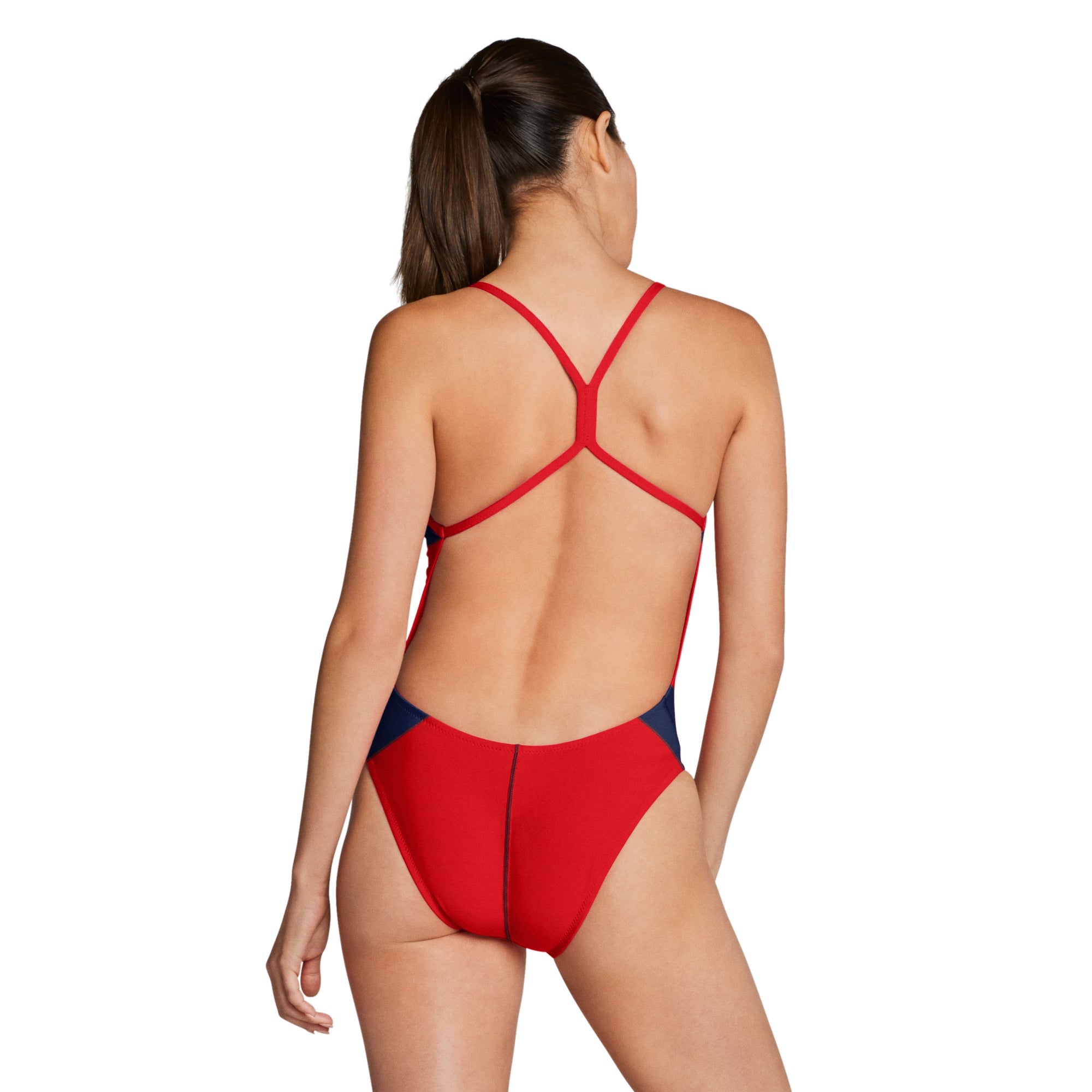 Women's Edge Splice One Back One Piece Navy/Red | Speedo USA