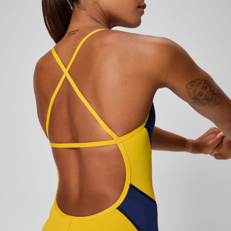 Women's Edge Splice Crossback One Piece Yellow/Navy
