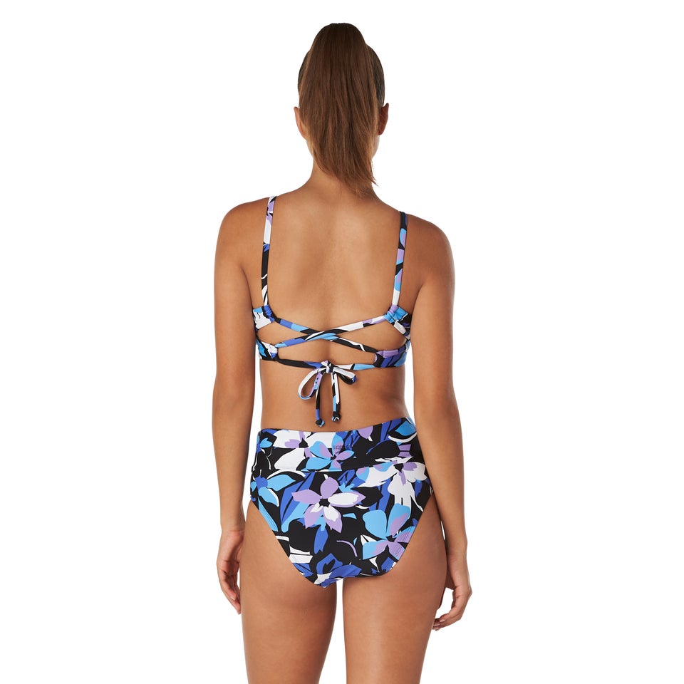 Women's Printed Double Cross Bikini Top Purple