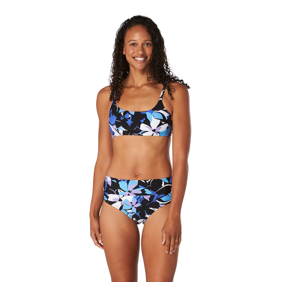 Women's Printed Double Cross Bikini Top Purple