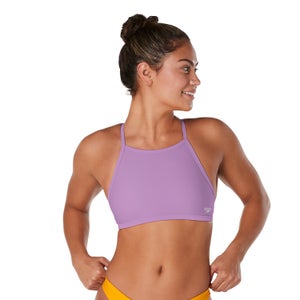 Women's Solid Double Lace Back Purple - L