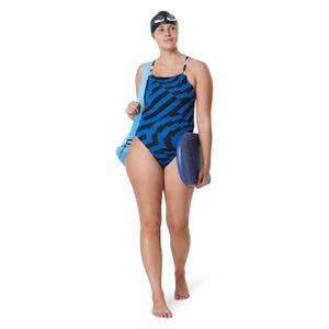 Women's Vortex Maze Solid Back One Piece Blue