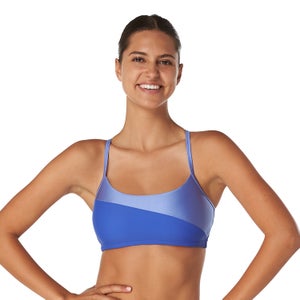 Women's Asymmetrical Colorblock Bikini Top Purple - M