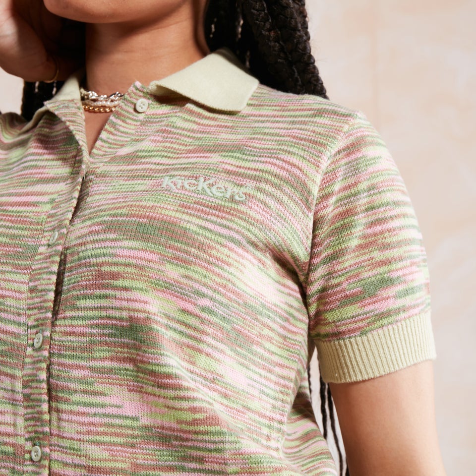 Women's Spacedye Knit Polo Top Co-Ord Multi