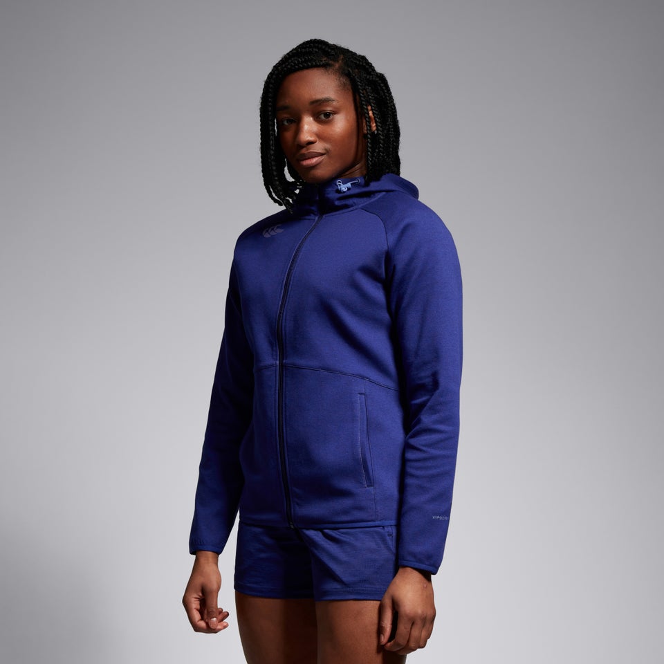 Womens Vapodri FZ Tempo Hooded Sweat Blue