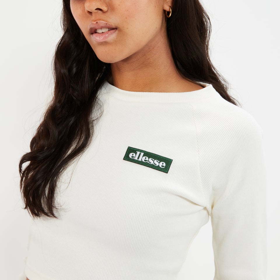 Linny Crop-T-Shirt mit langen Ärmeln Creme für Damen