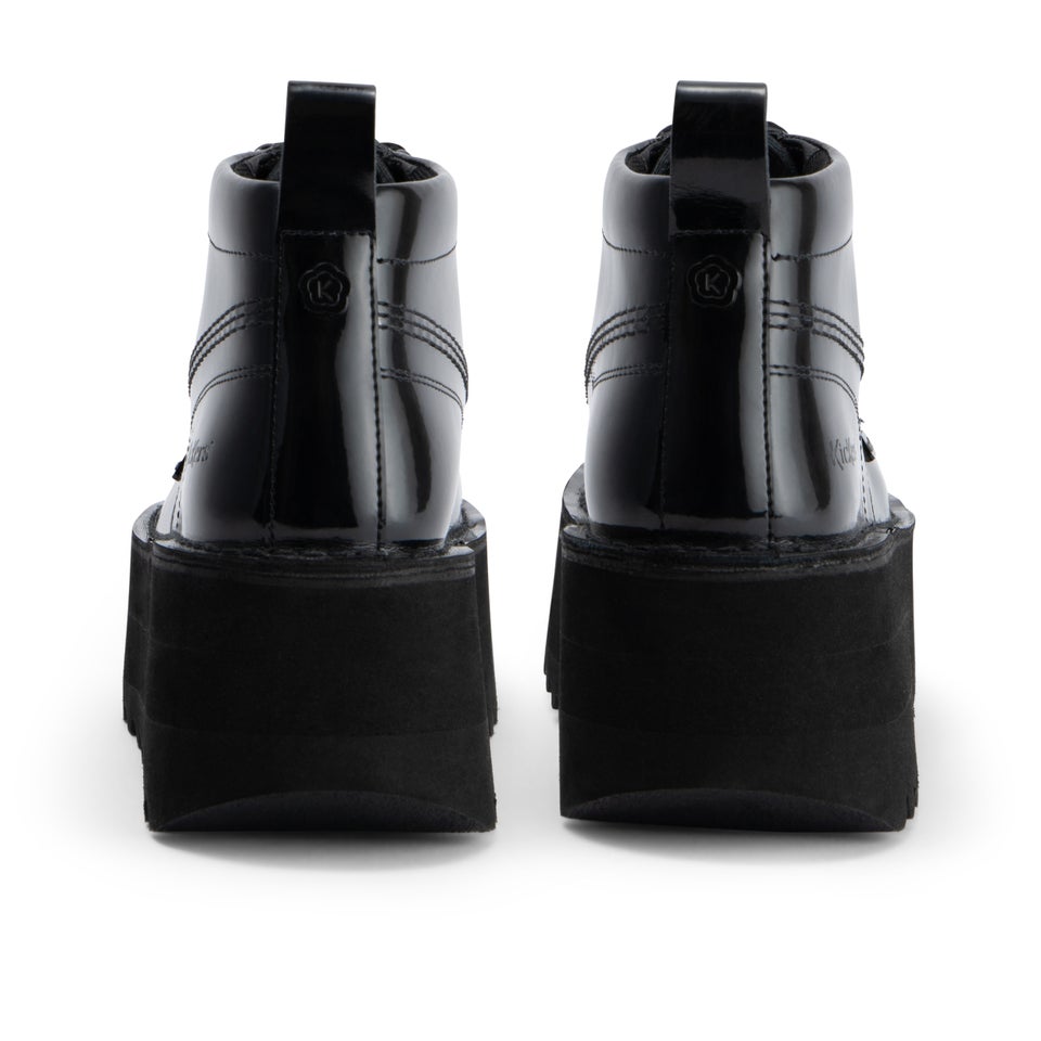 Adult Unisex Kick Boot Platform Patent Leather Black