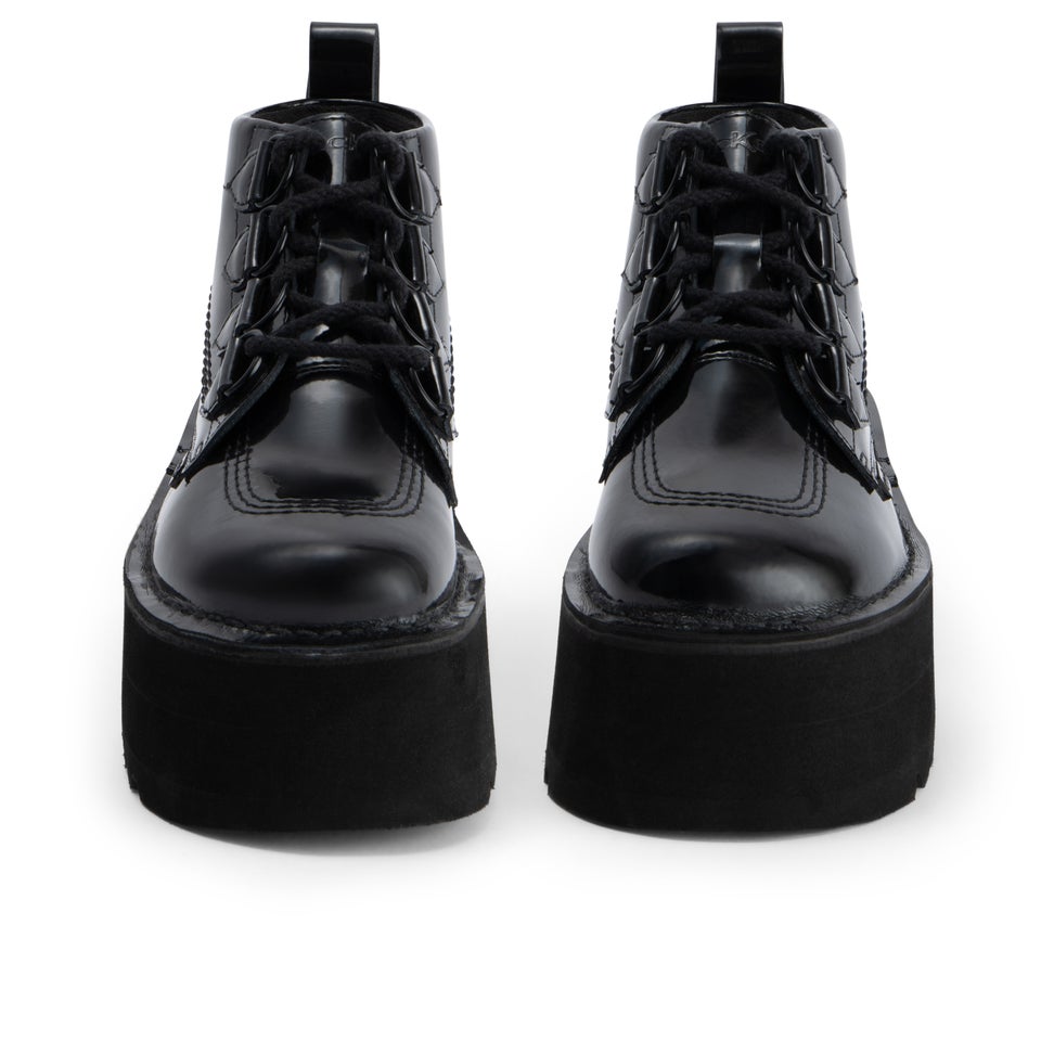 Adult Unisex Kick Boot Platform Patent Leather Black