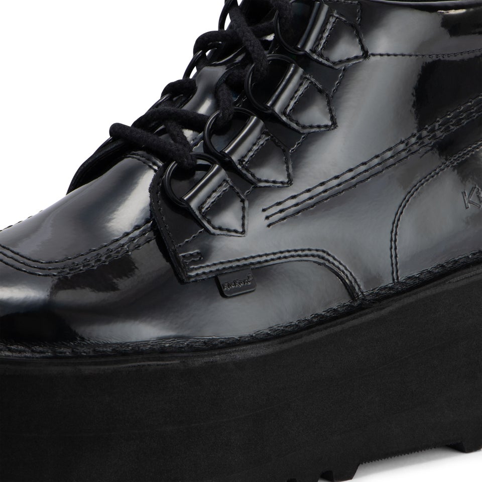 Adult Unisex Kick Boot Platform Patent Leather Black