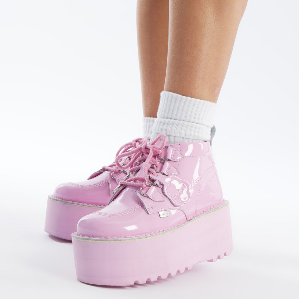 Adult Unisex Kick Boot Platform Patent leather Pink