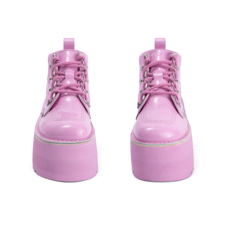Adult Unisex Kick Boot Platform Patent leather Pink