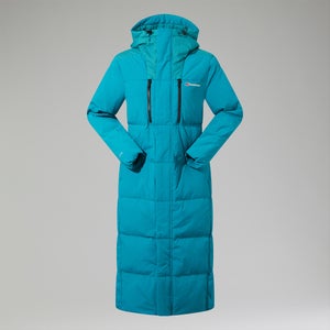 Women's Saffren Duster Hooded Down Insulated Jacket - Turquoise