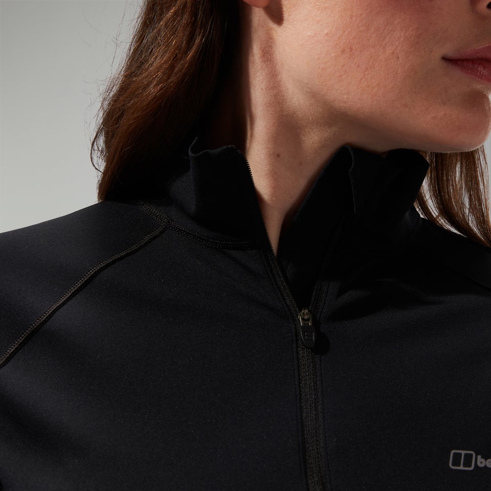 Women's 24/7 Half Zip Maternity Long Sleeve Tech Tee Black