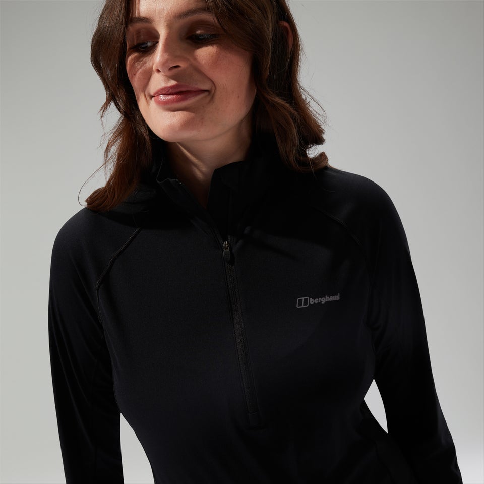 Women's 24/7 Half Zip Maternity Long Sleeve Tech Tee Black