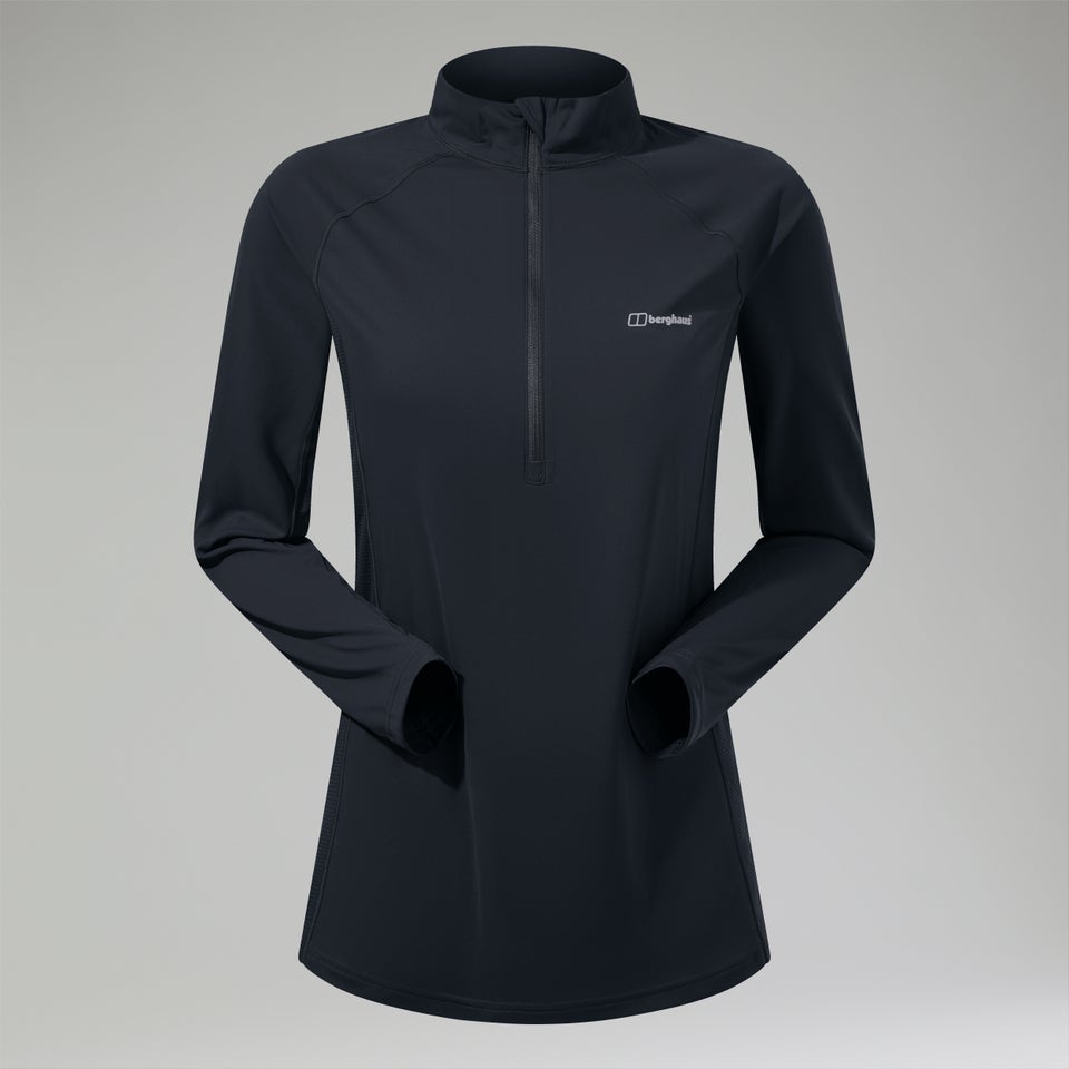 Women's 24/7 Half Zip Maternity Long Sleeve Tech Tee Black