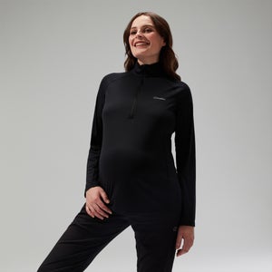 Women's 24/7 Half Zip Maternity Long Sleeve Tech Tee Black
