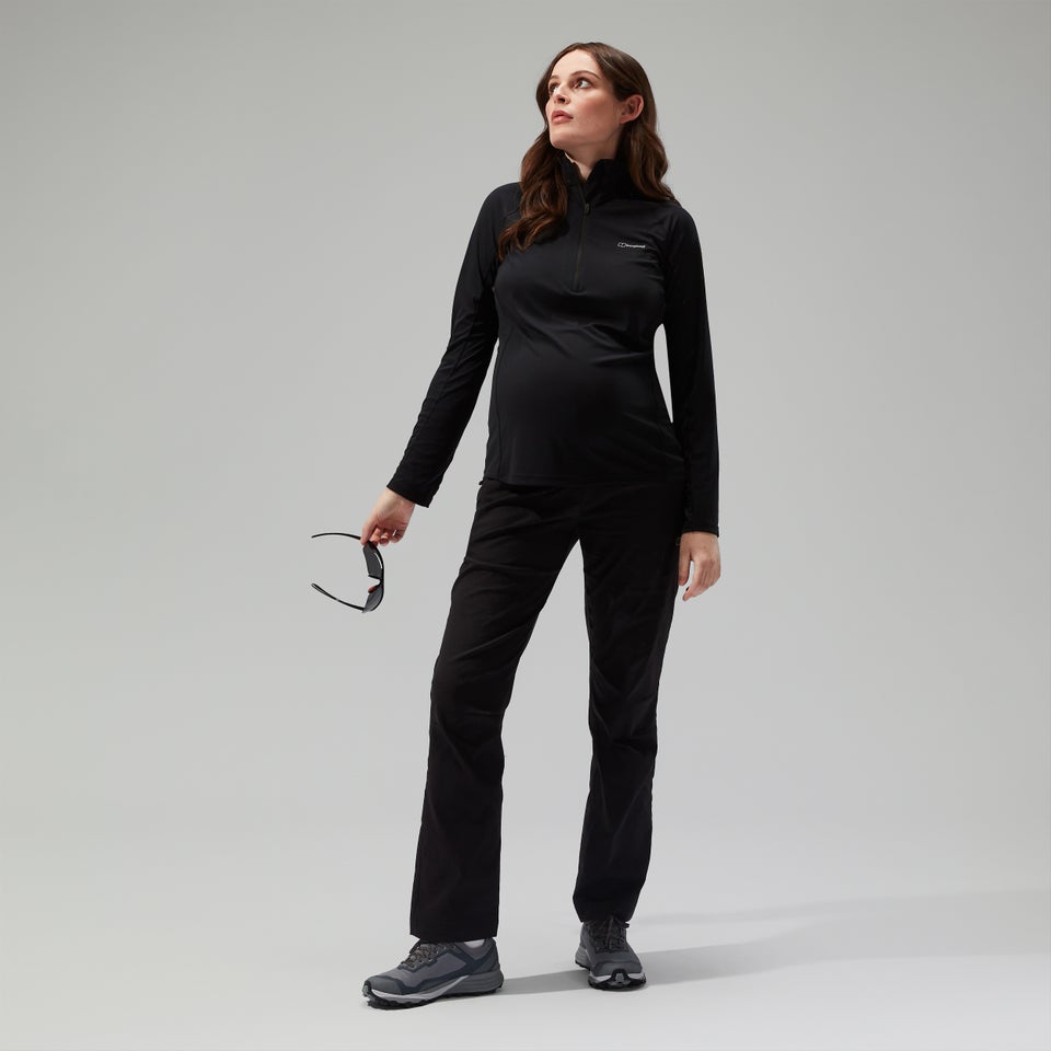 Women's 24/7 Half Zip Maternity Long Sleeve Tech Tee Black