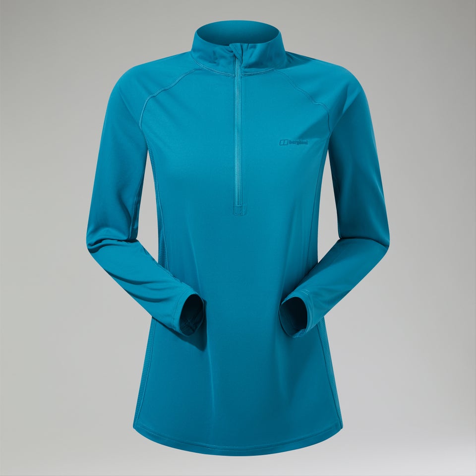 Women's 24/7 Half Zip Maternity Long Sleeve Tech Tee - Turquoise