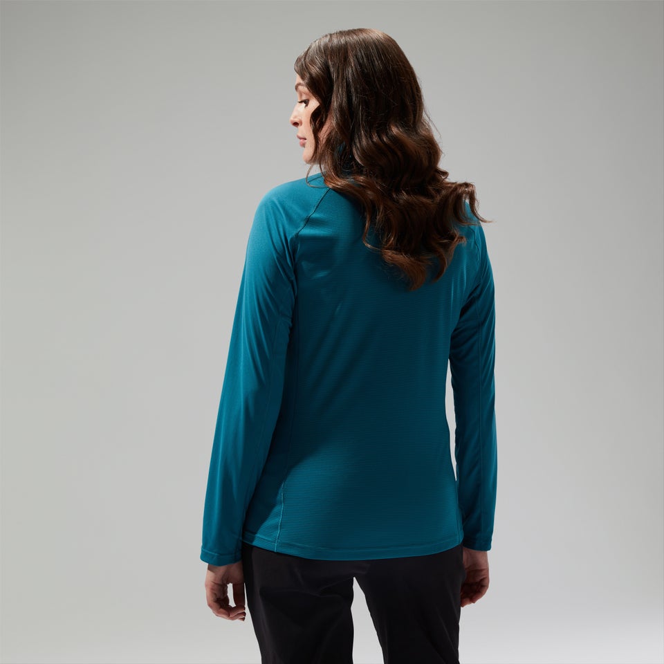 Women's 24/7 Half Zip Maternity Long Sleeve Tech Tee - Turquoise
