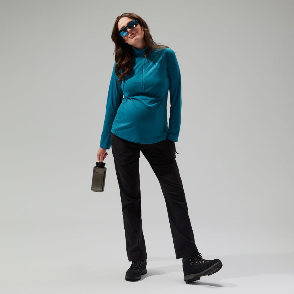 Women's 24/7 Half Zip Maternity Long Sleeve Tech Tee - Turquoise