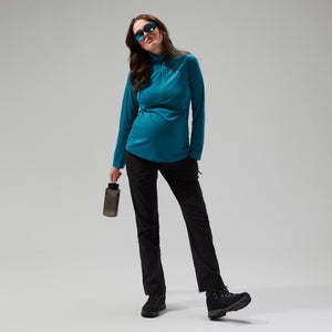 Women's 24/7 Half Zip Maternity Long Sleeve Tech Tee - Turquoise