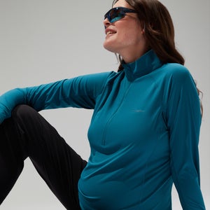 Women's 24/7 Half Zip Maternity Long Sleeve Tech Tee - Turquoise