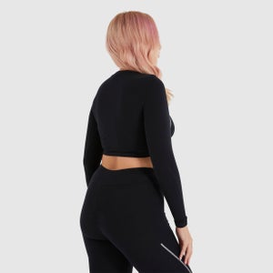 Lucente Bauchfreies T-Shirt Schwarz für Damen