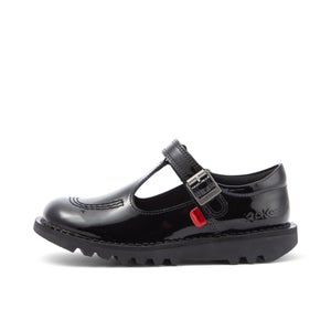 Junior Girls Kick T Bar Vel Patent Leather Black