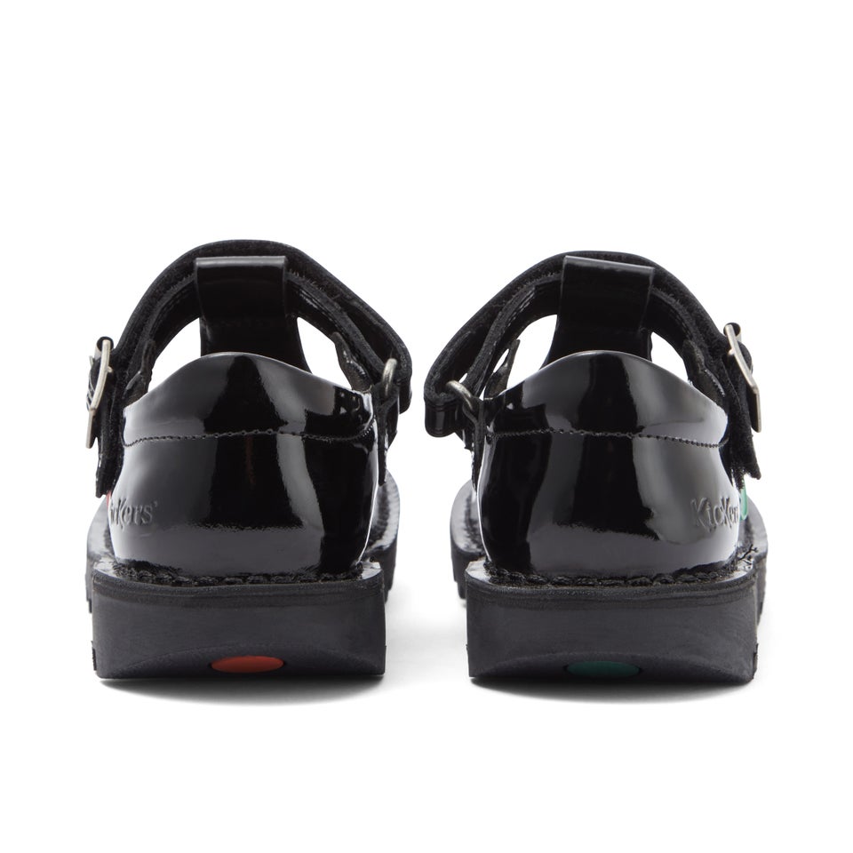 Junior Girls Kick T Bar Vel Patent Leather Black