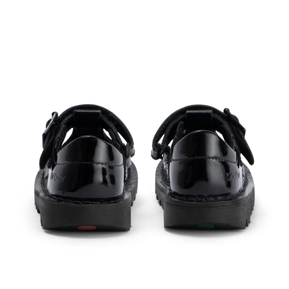 Infant Girls Kick T Bar Vel Patent Leather Black