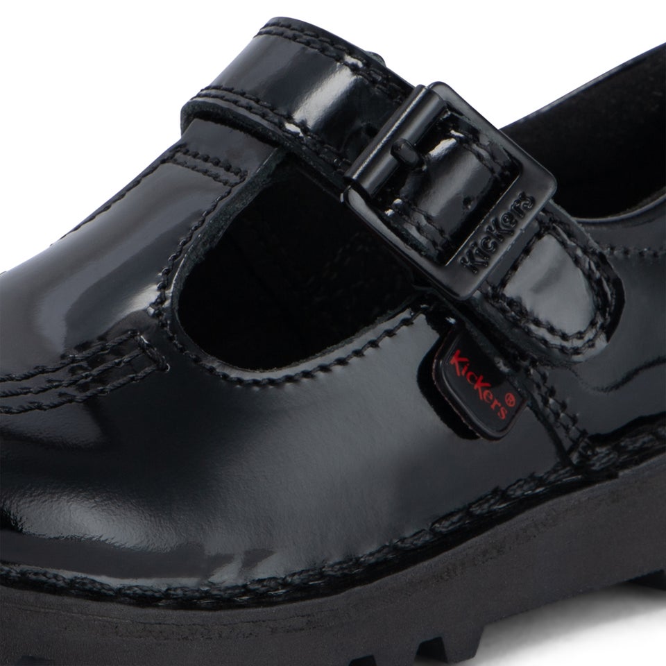 Infant Girls Kick T Bar Vel Patent Leather Black