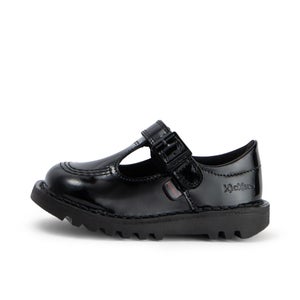 Infant Girls Kick T Bar Vel Patent Leather Black - 8