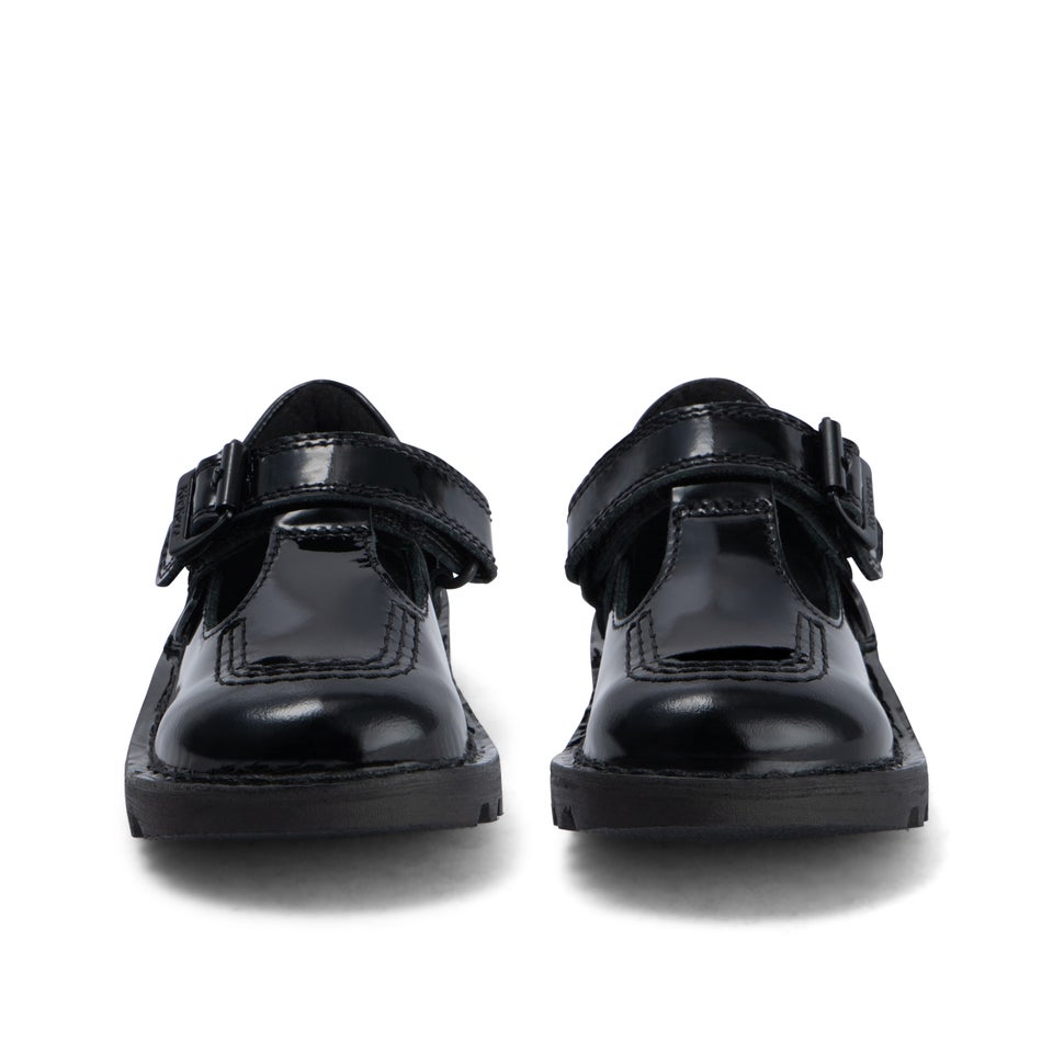 Infant Girls Kick T Bar Vel Patent Leather Black