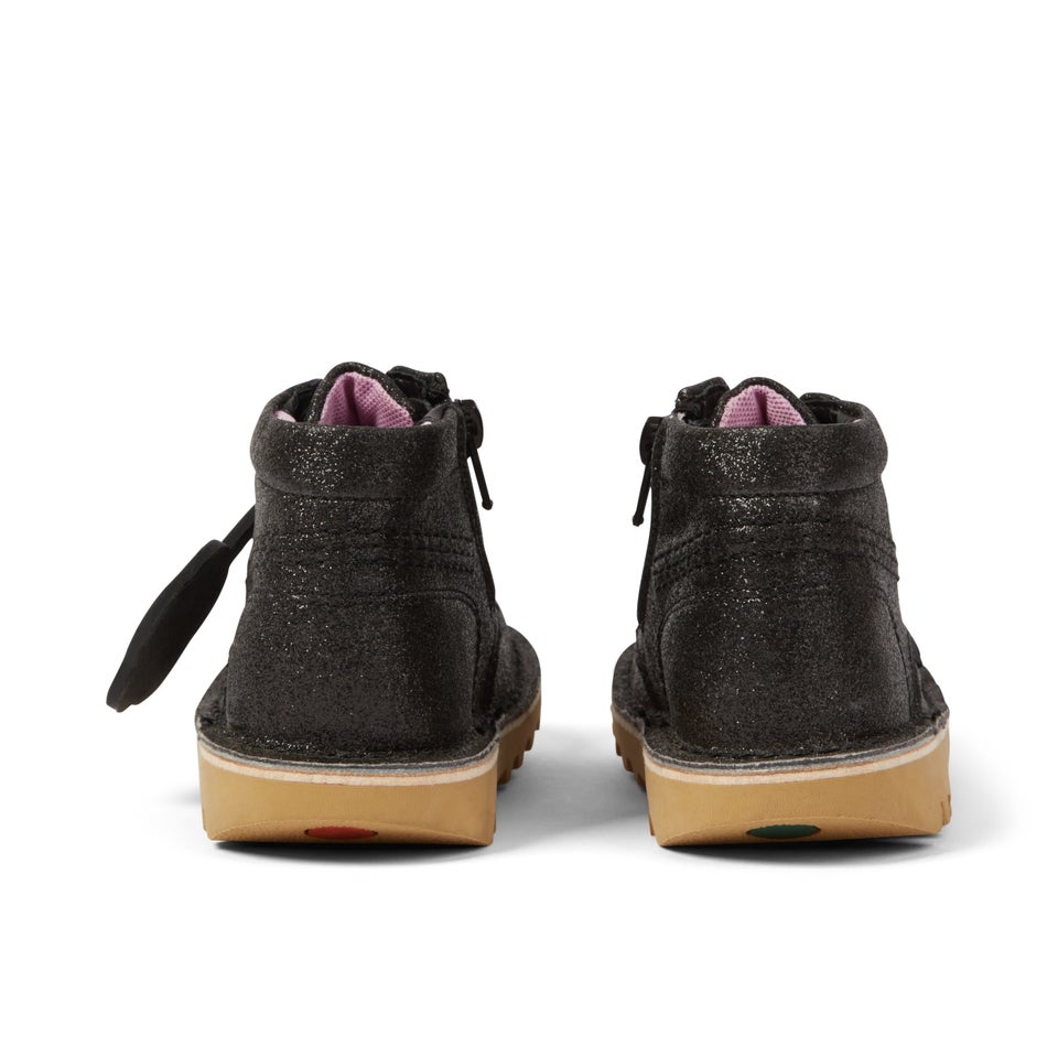 Infant Girls Kick Hi Glitter Textile Black