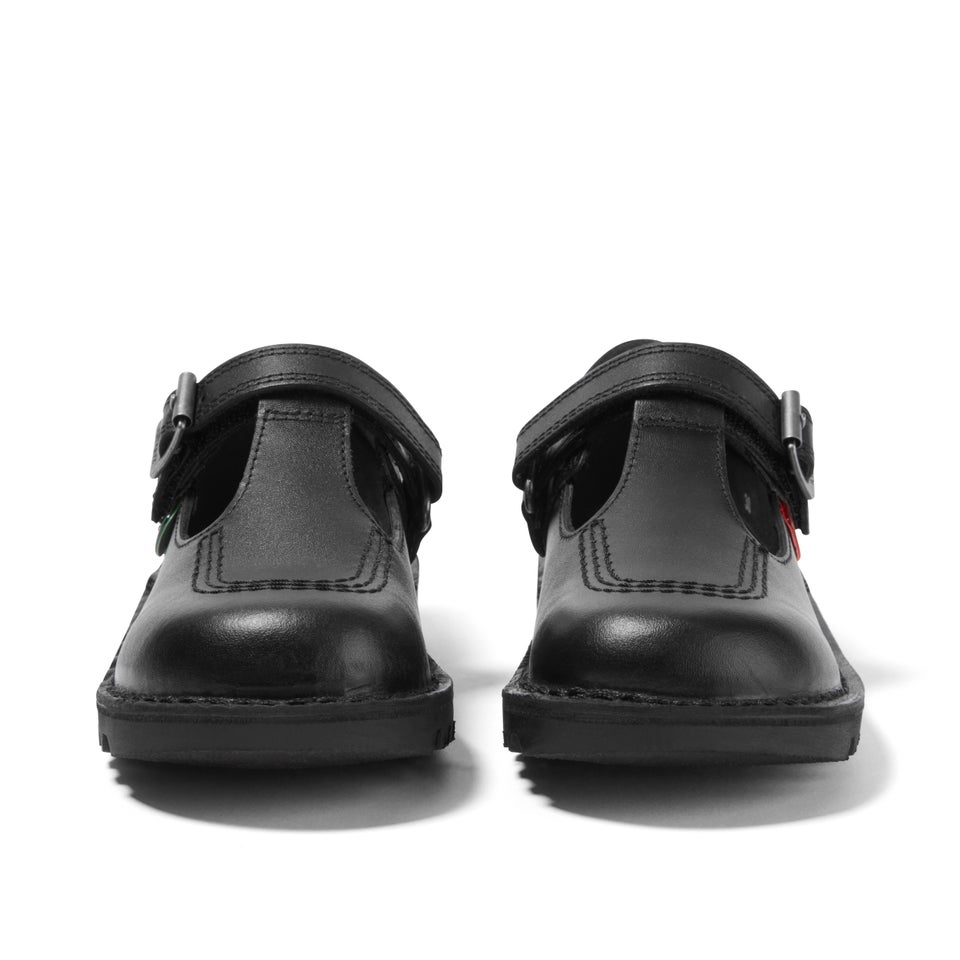 Infant Girls Kick T Bar Vel Leather Black