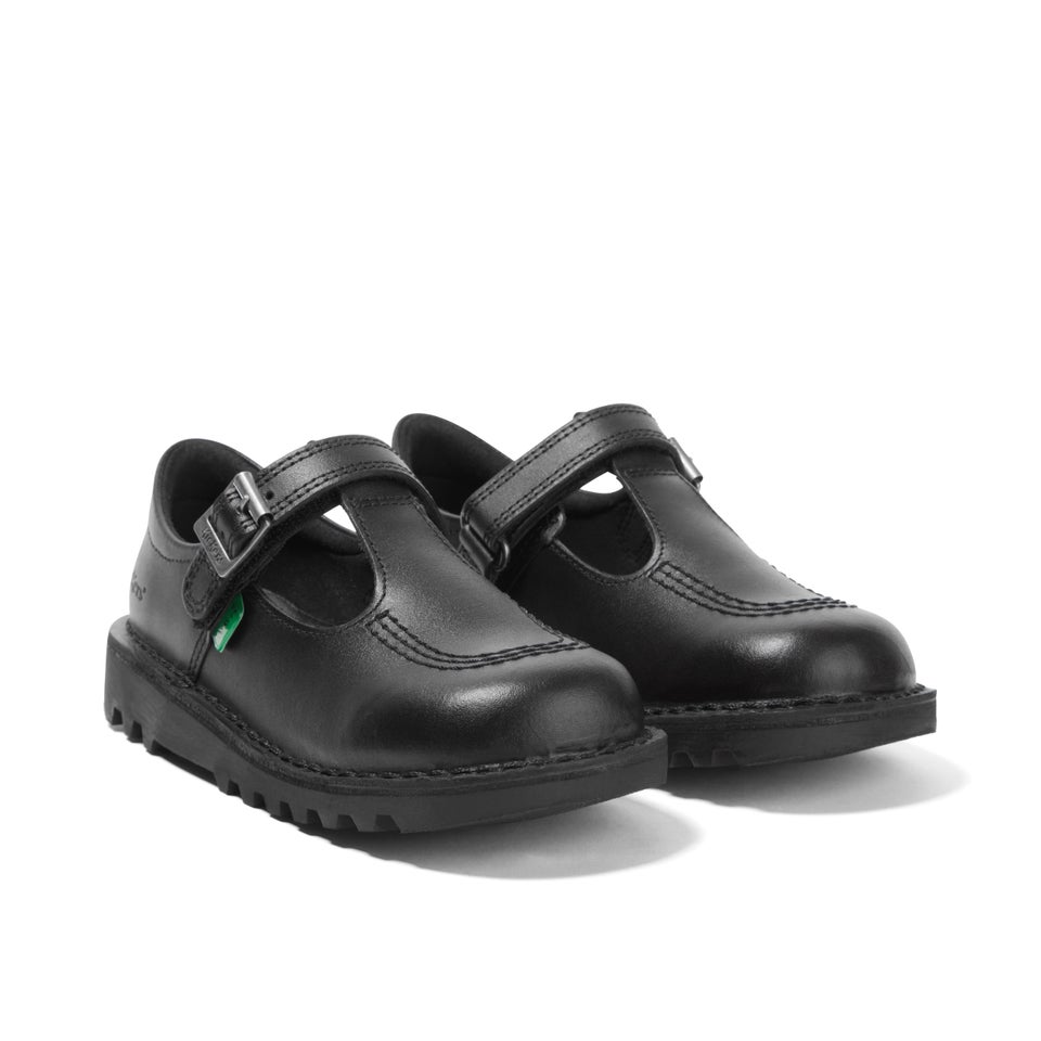 Infant Girls Kick T Bar Vel Leather Black