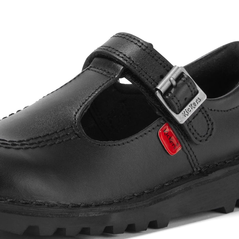 Infant Girls Kick T Bar Vel Leather Black