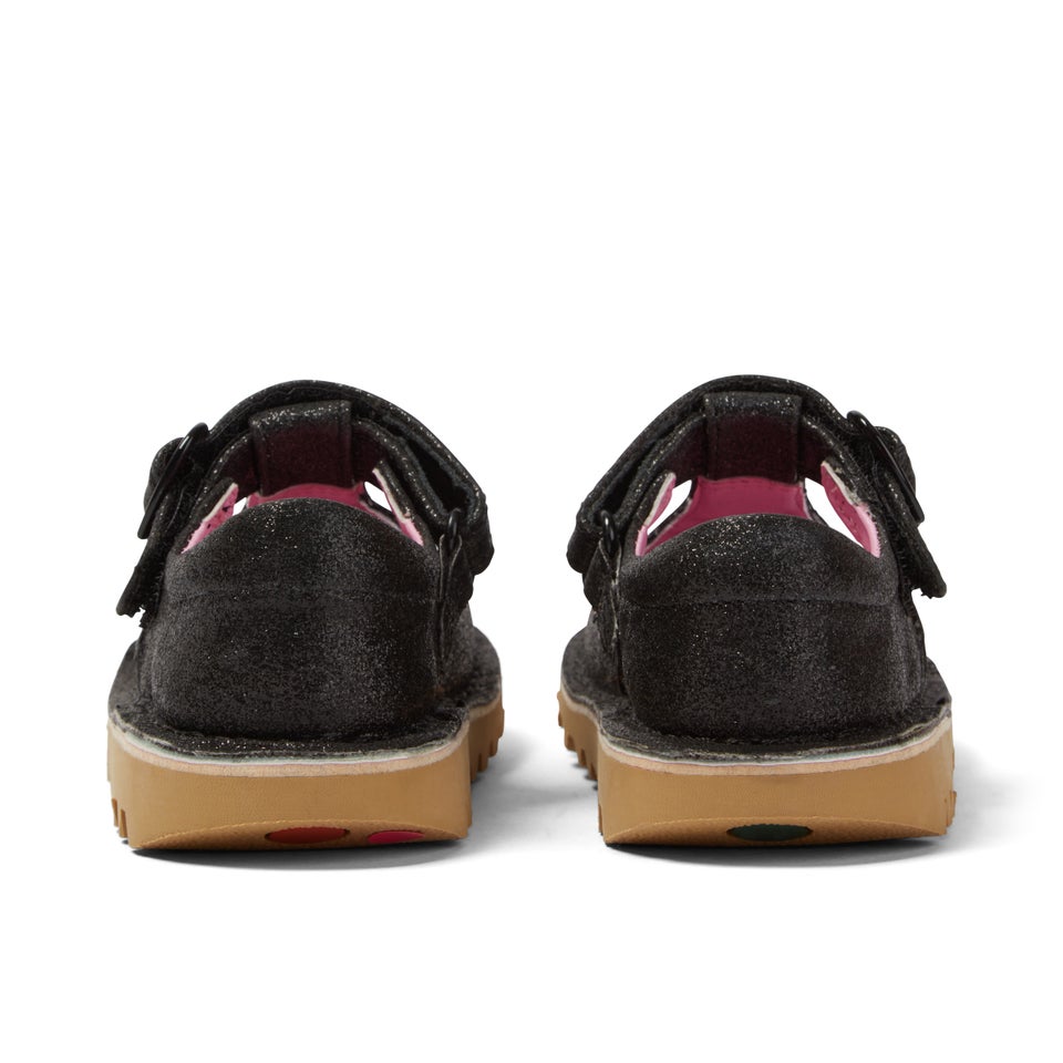 Infant Girls Kick T Bar Glitter Textile Black