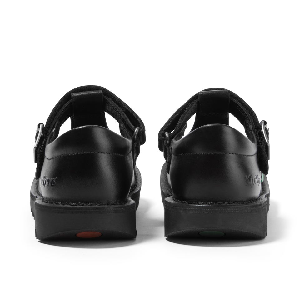 Junior Girls Kick T Bar Vel Leather Black