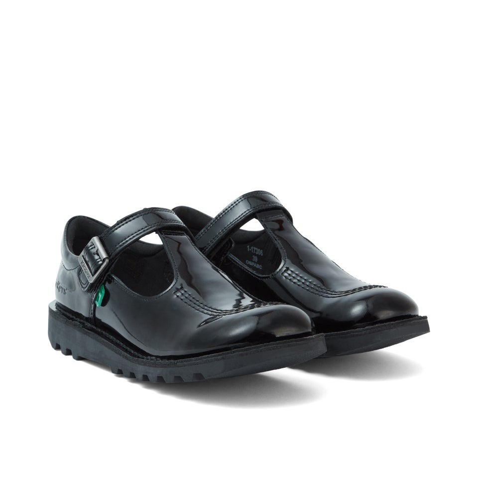 Youth Womens Kick T Bar Patent Leather Black