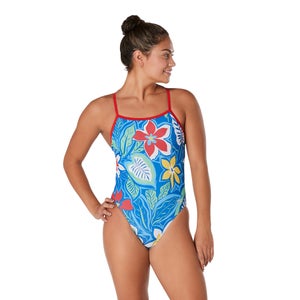 Women's Printed One Back One Piece Blue