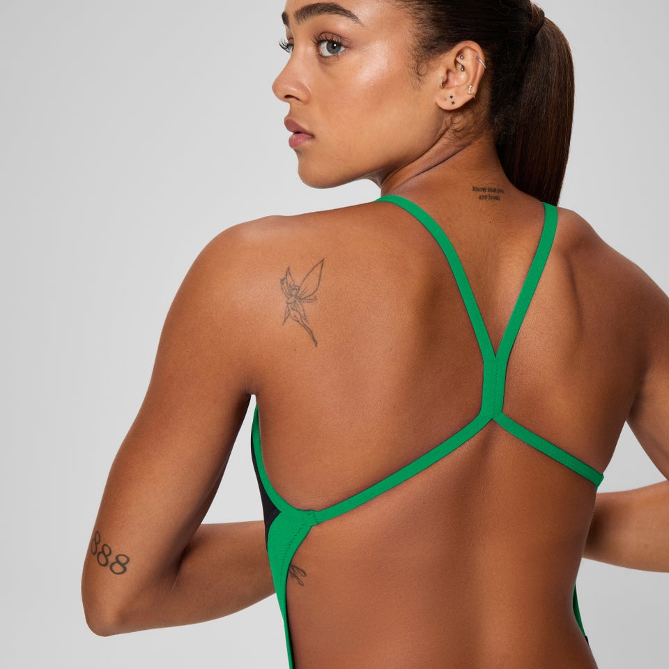 Women's Edge Splice One Back One Piece Black/Green