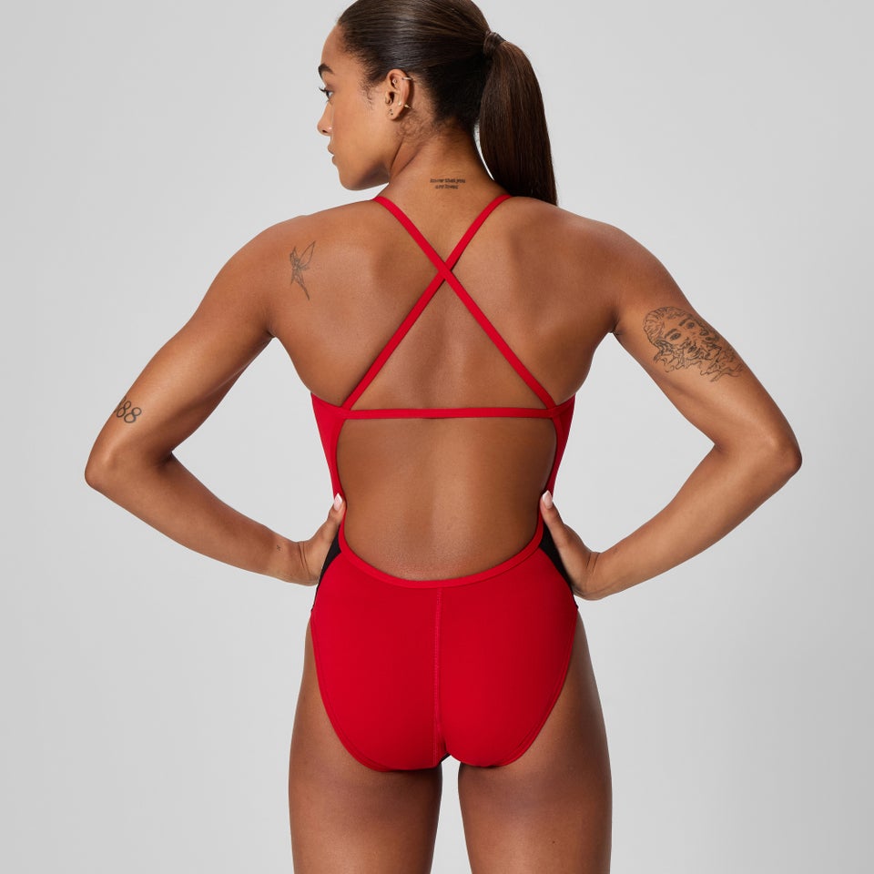 Women's Edge Splice Crossback One Piece Black/Red