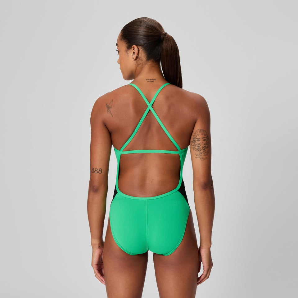 Women's Edge Splice Crossback One Piece Black/Green